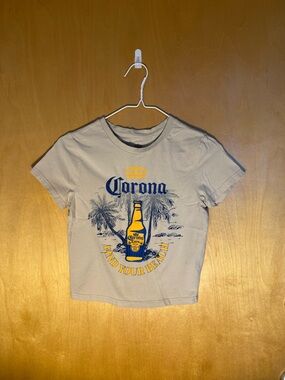Corona Cream Crop Tee with Embroidered Details